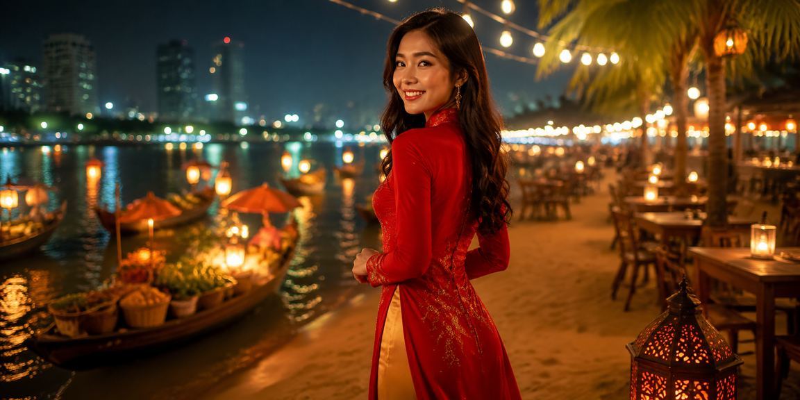 Người dùng Hà Nội xem tỷ lệ kèo bóng đá trên điện thoại di động trong trang phục áo dài truyền thống