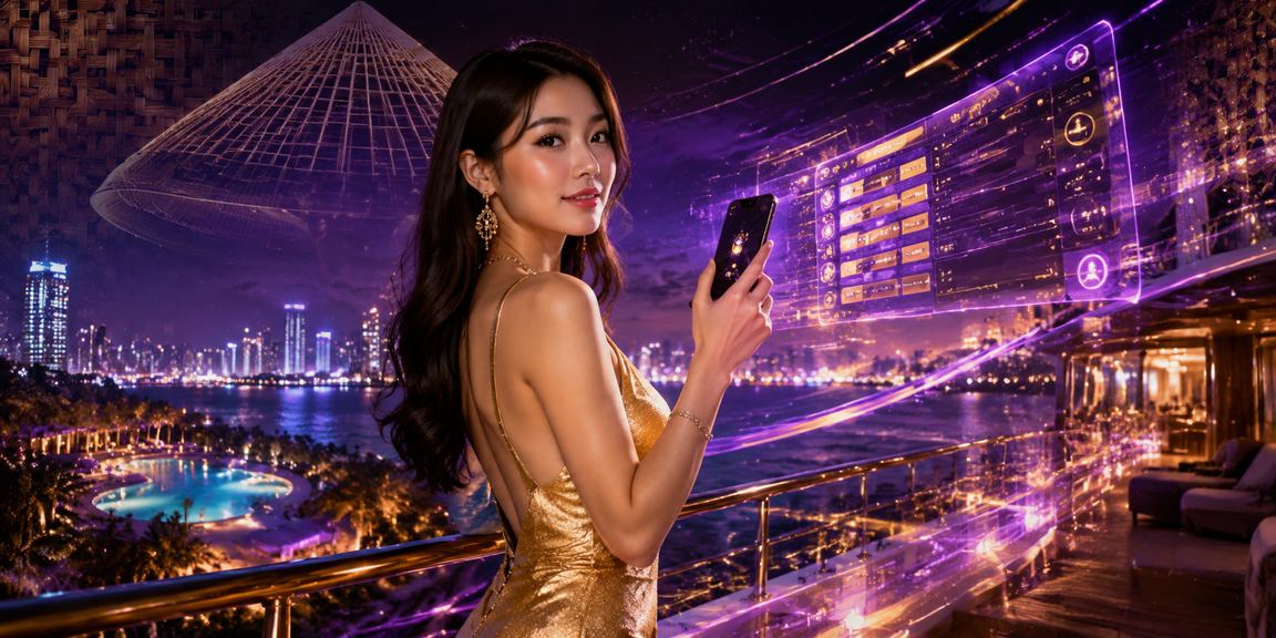 Người dùng tại Mũi Né đội nón lá xem thông tin voucher VIP và bonus trên điện thoại bên bờ biển